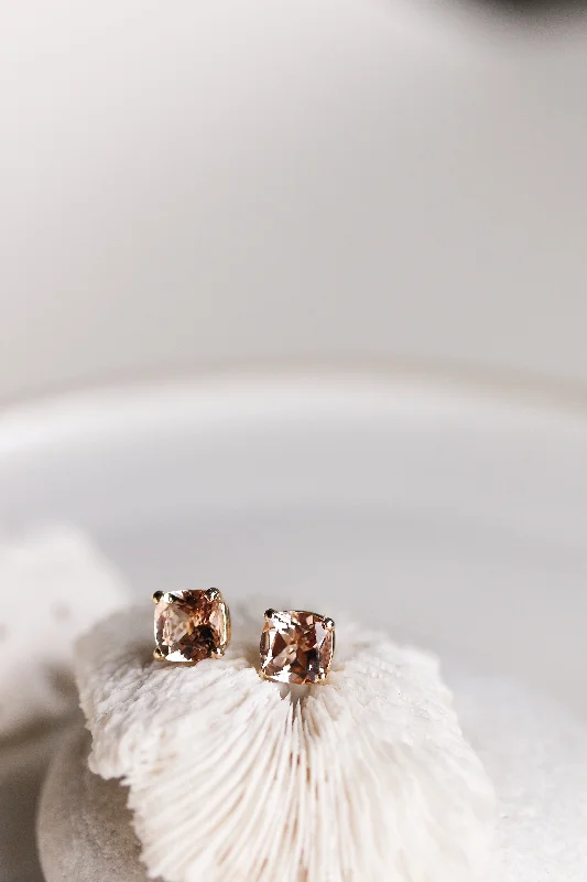 JP MORGANITE CUSHION CUT STUDS