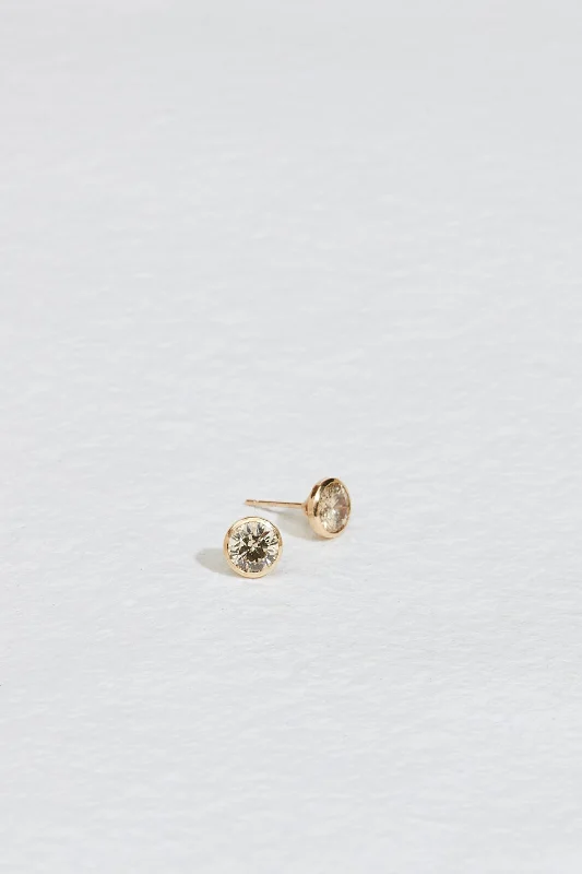 JP OPEN BACK BEZEL SET ROUND CHAMPAGNE DIAMOND STUDS