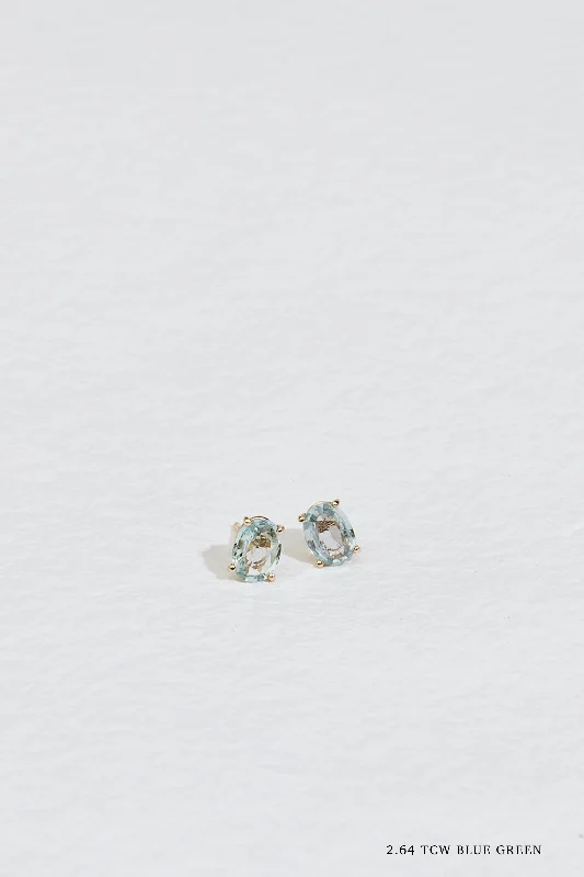 JP OVAL BLUE GREEN SAPPHIRE STUDS