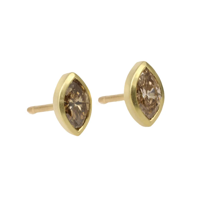 Marquise Fancy Cognac Diamond Studs