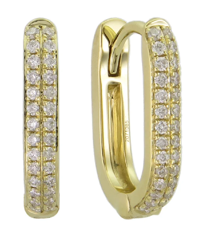 Ladies Diamond Pave Oval Huggie Earrings 0.18ct tw