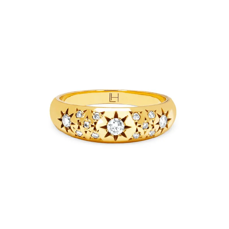 Pavé Star Set Rounded Ring