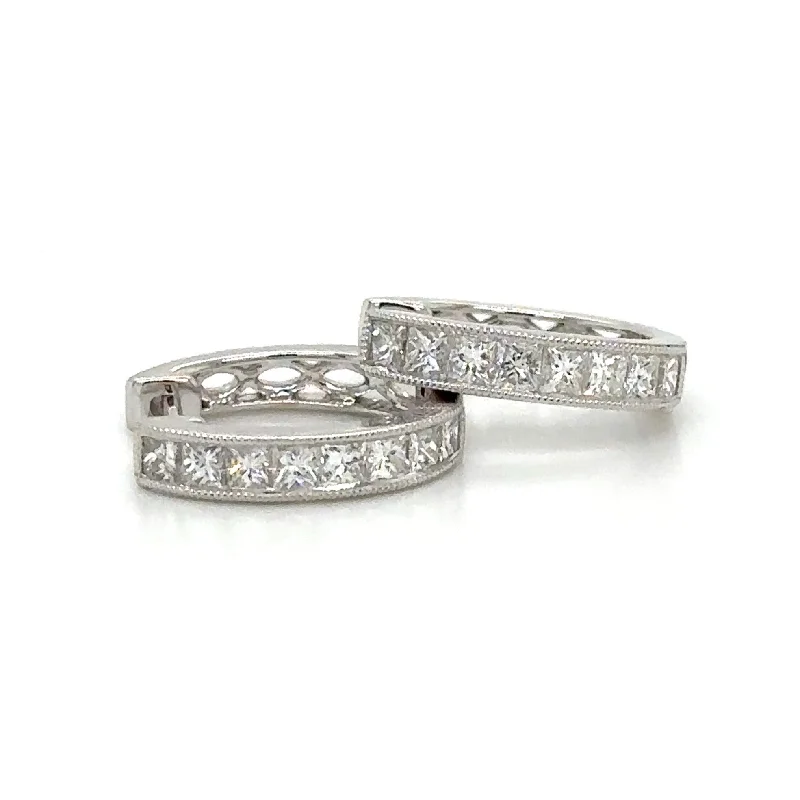 Princess Cut Diamond 0.76carat Huggie Earrings