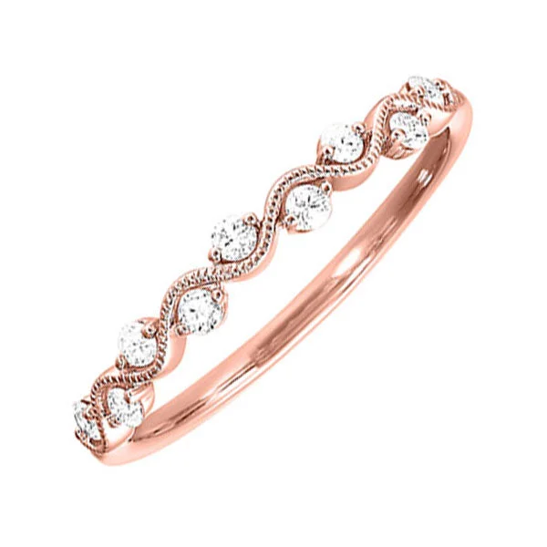 Rose Gold & Diamond Wavy Stackable Ring