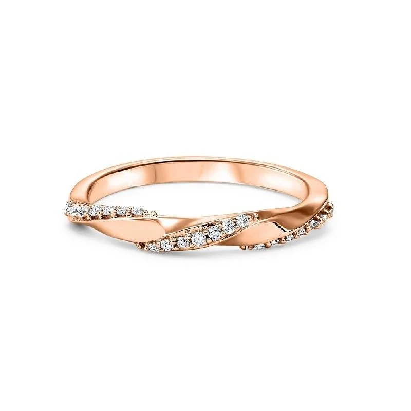 14KR Twisted Diamond Band 1/8CTW | Stackable Ring