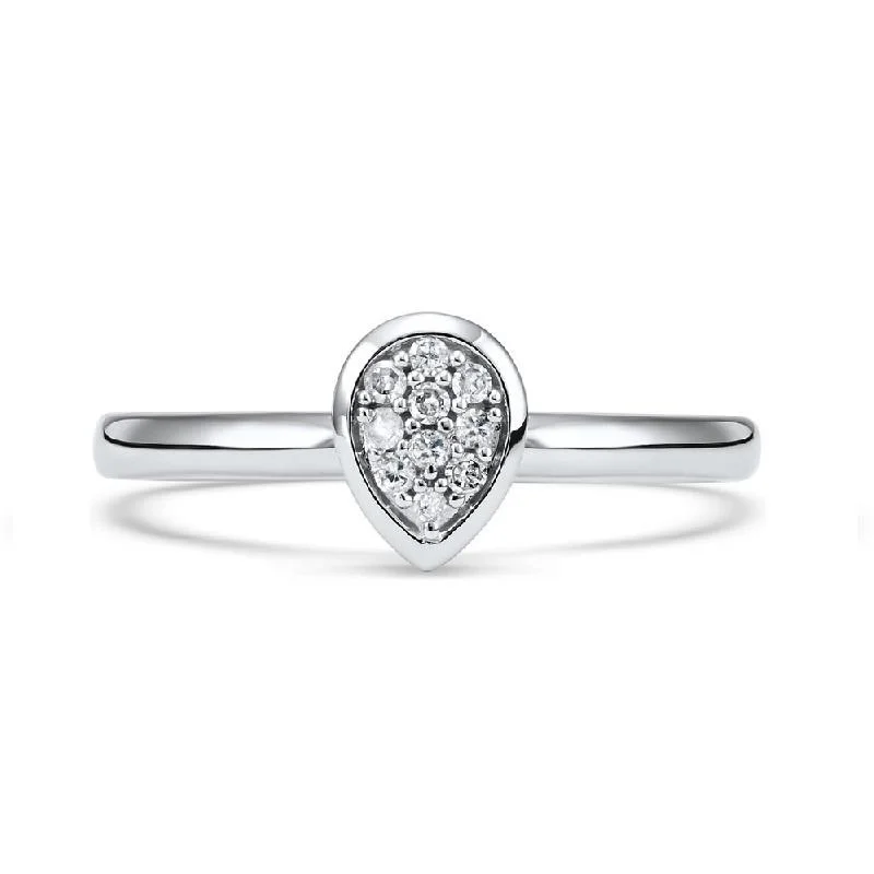 10KW Pear Shaped Diamond Band 1/10CTW | Stackable Ring