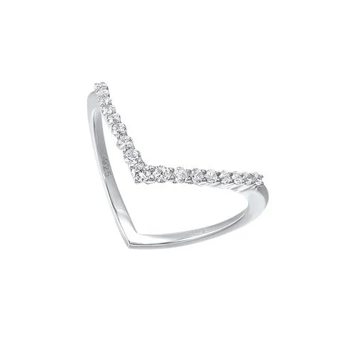 Diamond V-Shaped Stackable Wedding Ring In Sterling Silver (1/4ctw)