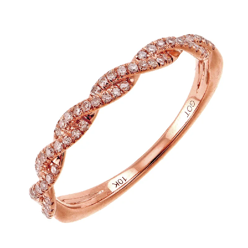 Rose Gold and Diamond Twisted Stackable Band