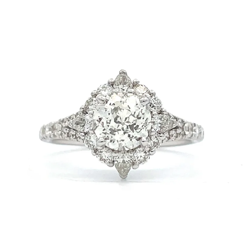 SallyK Collection Halo-Style Engagement Ring with Round Center