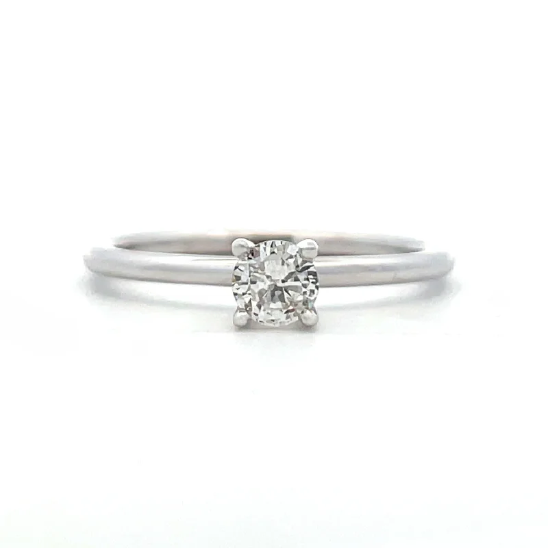 SallyK Collection Solitaire Engagement Ring with Hidden Halo