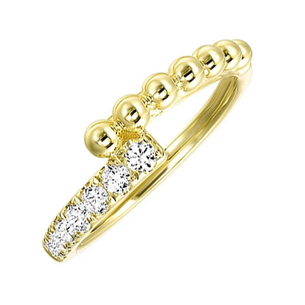 Yellow Gold & Diamond Bypass Style Stackable Ring