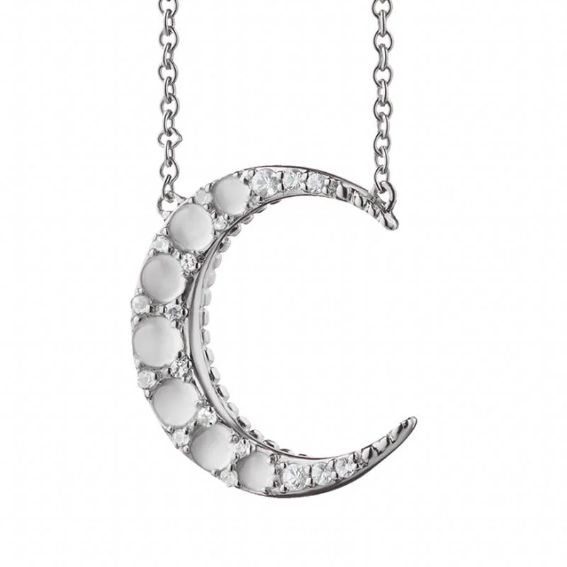 MRK Moonstone Midi Crescent Moon Necklace