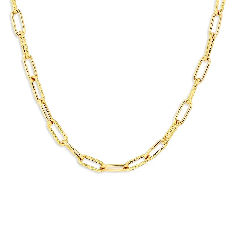 Roberto Coin Yellow Gold Polished & Fluted Oval-Link Chain Necklace