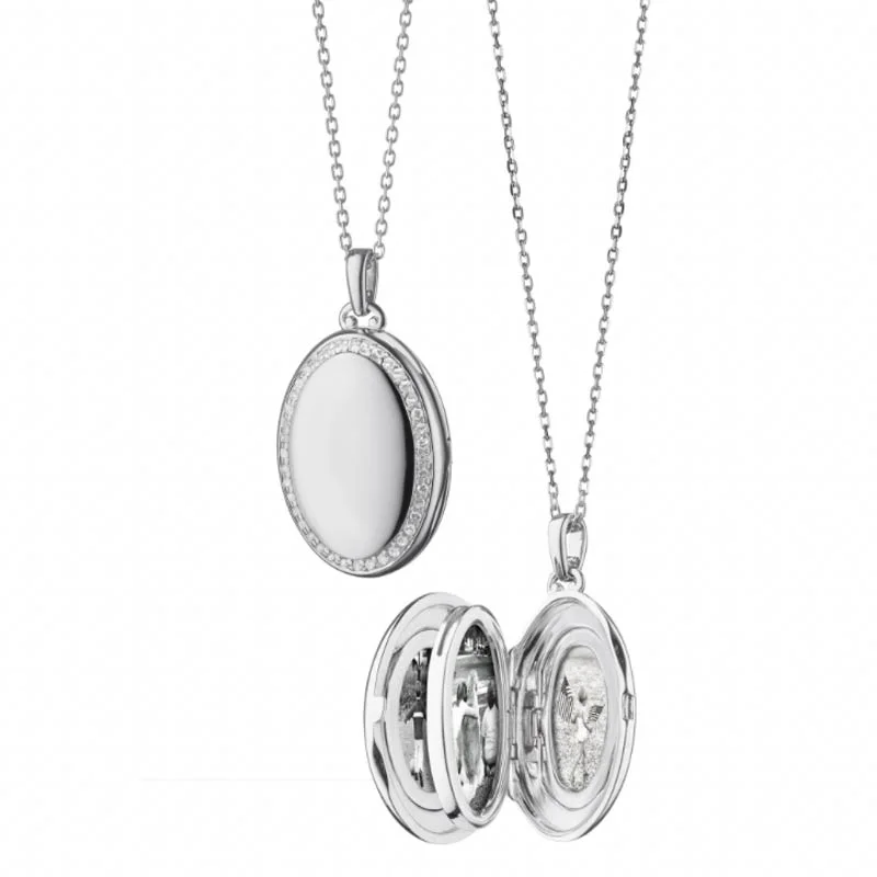 MRK Four Image Midi Sapphire Locket Necklace