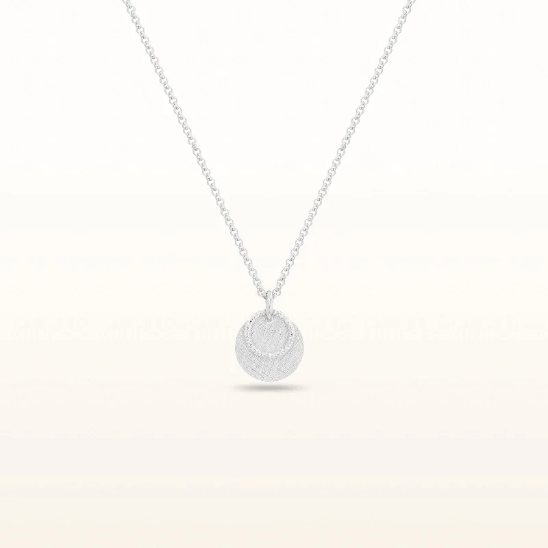 925 Sterling Silver Brushed Disc and Circle Link Petite Pendant