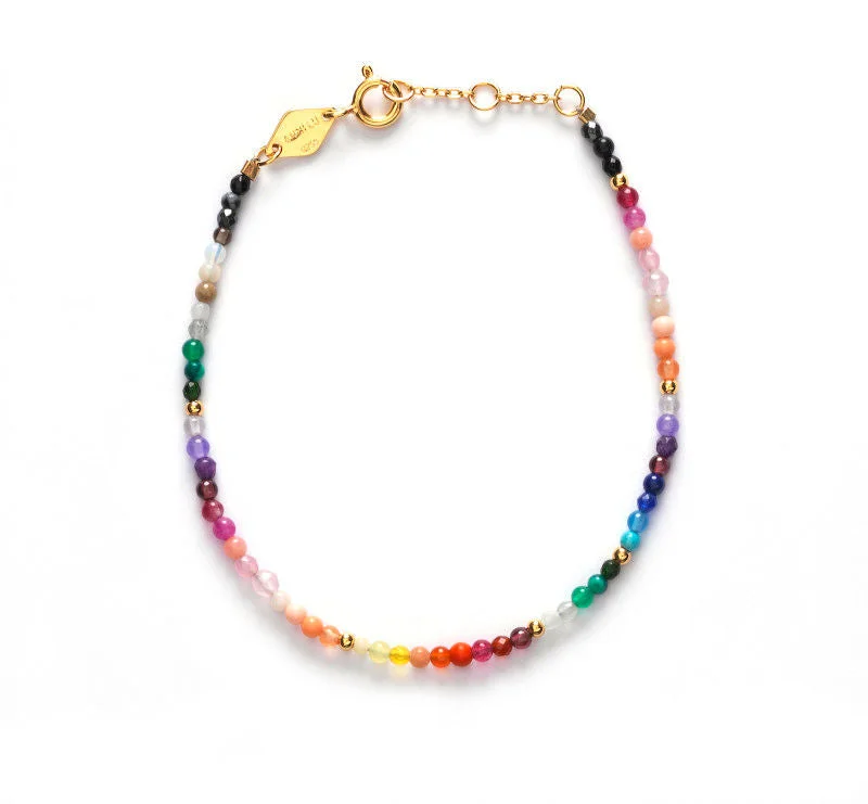 Iris Light Gold Plated Bracelet w. Mixed coloured Beads