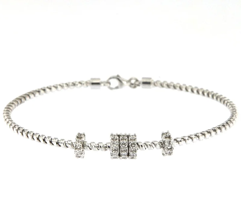 Tubogas Circle 18K White Gold Bracelet w. Diamonds