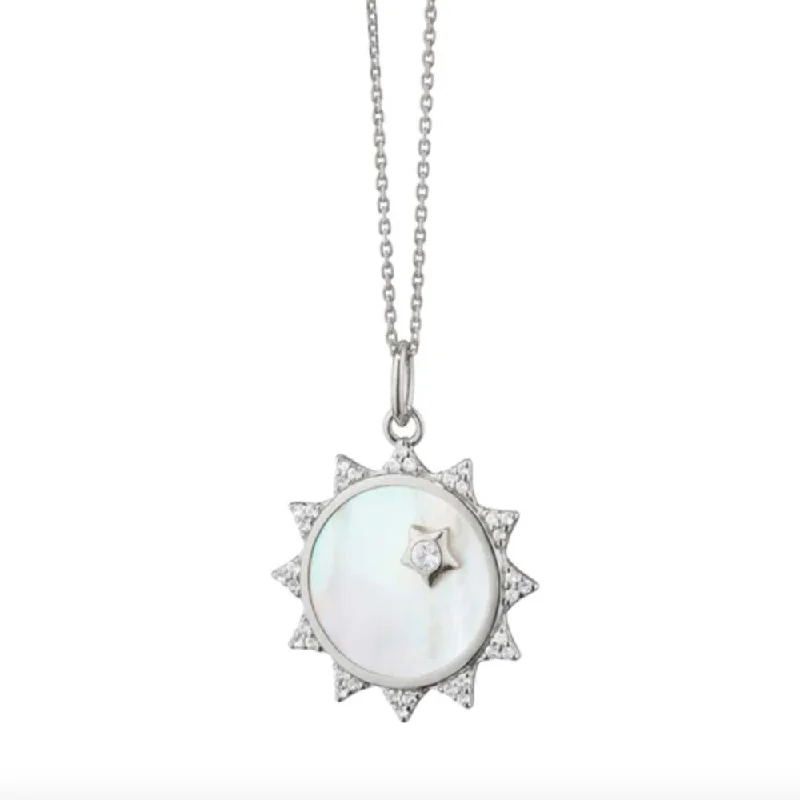 MRK Mother of Pearl Sapphire Sun Charm Necklace