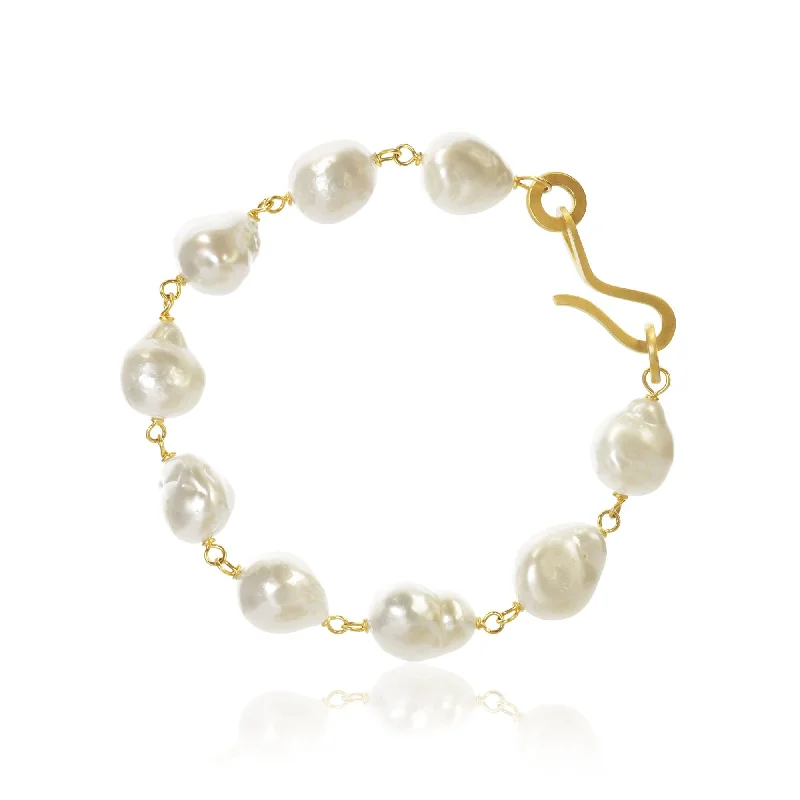 Grand Ocean Baroque 18K Gold Bracelet w. Pearls