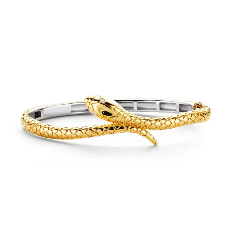 GOLD PLATED STERLING SILVER SNAKE BANGLE BRACELET