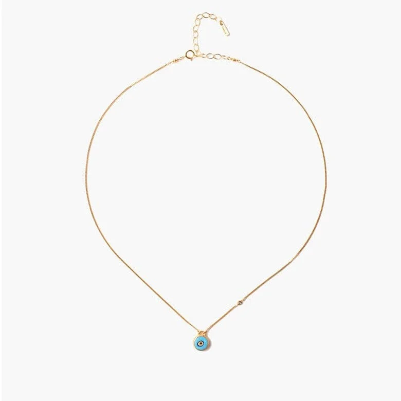 Turquoise Evil Eye Necklace With Champagne Diamond