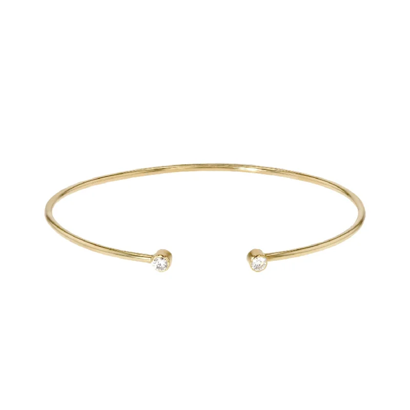 Lovely Sophie Open 14K Gold Bracelet w. Diamonds