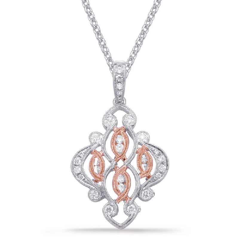 Rose & White Gold Diamond Pendant