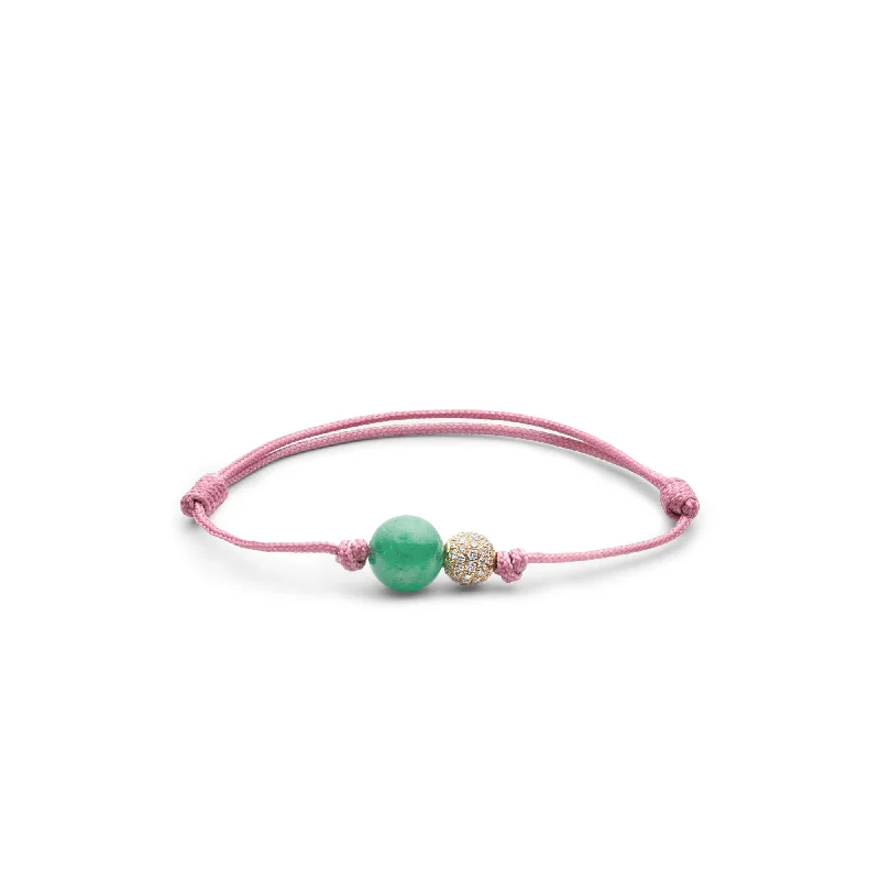 Orb Pink 18K Gold Bracelet w. Diamond & Emerald