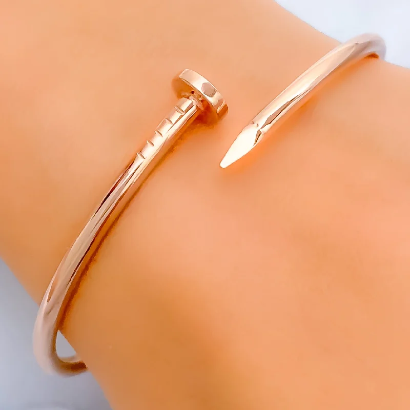 Timeless Beautiful 21k Rose Gold Nail Bangle Bracelet