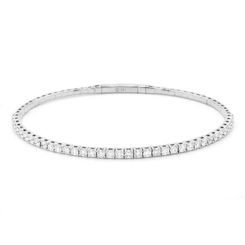 WHITE GOLD AND DIAMOND FLEXIBLE BANGLE BRACELET, 1.50 CT TW