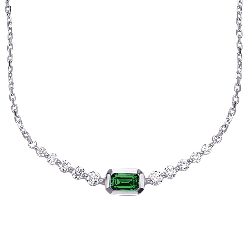 White Gold Emerald & Diamond Necklace