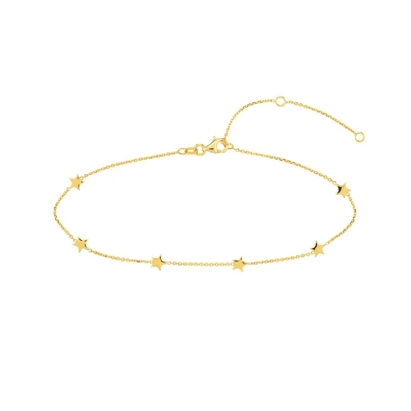 YELLOW GOLD ANKLET WITH MINI STARS