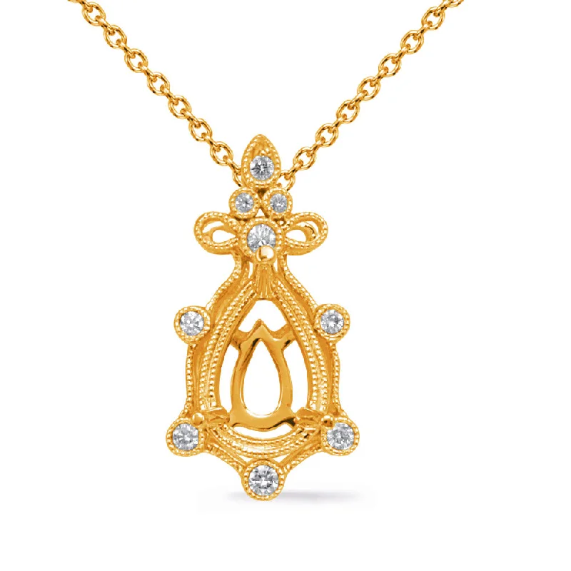 Yellow Gold Diamond Pendant 9x6 Pearshap