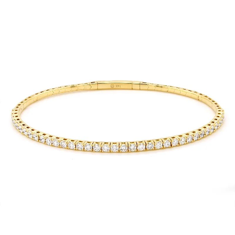 YELLOW GOLD FLEXIBLE BANGLE BRACELET WITH DIAMONDS, 1.54 CT TW