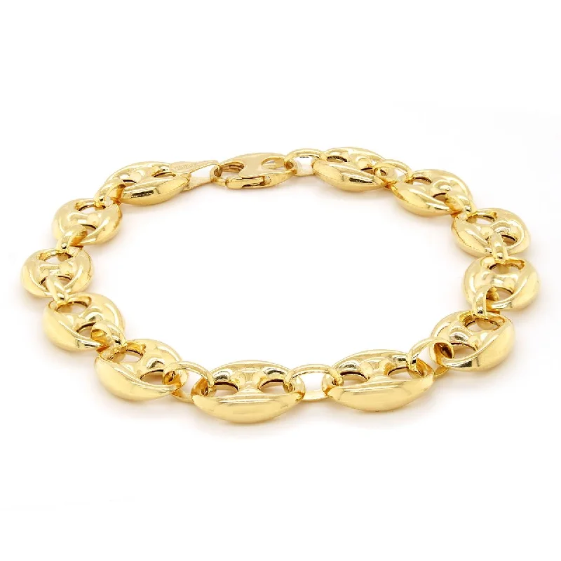 YELLOW GOLD PUFFED GUCCI-STYLE CHAIN BRACELET, 10MM