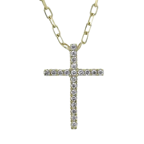 ZP1279 Cross Pendant in 14k Gold with Diamonds