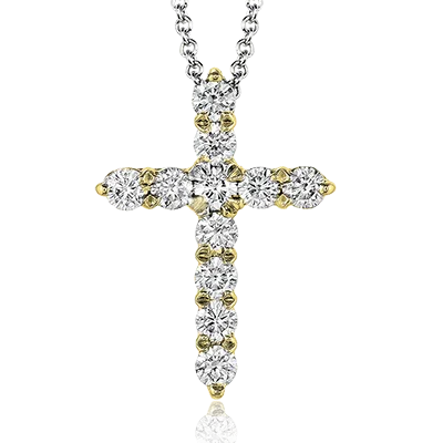 ZP290 Cross Pendant in 14k Gold with Diamonds