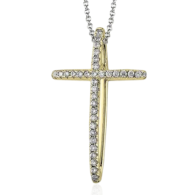 ZP408 Cross Pendant in 14k Gold with Diamonds